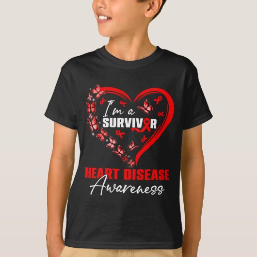 I'm A Survivor Heart Disease Awareness Red Butterf Tシャツ (正面)