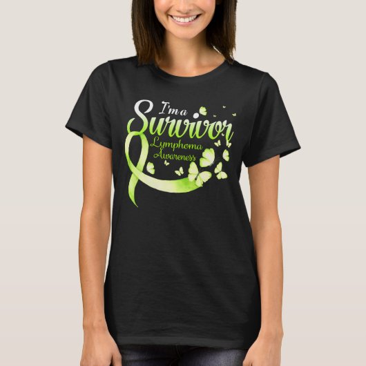 I'm A Survivor Lymphoma Awareness Butterfly Ribbon Tシャツ (正面)