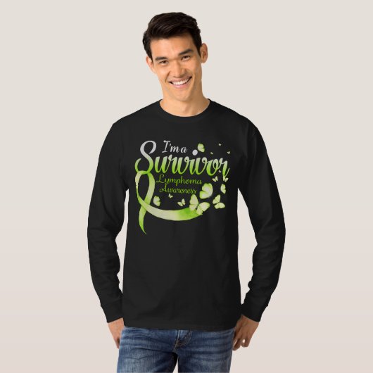 I'm A Survivor Lymphoma Awareness Butterfly Ribbon Tシャツ (正面フル)