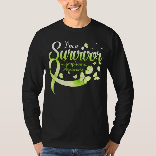 I'm A Survivor Lymphoma Awareness Butterfly Ribbon Tシャツ (正面)