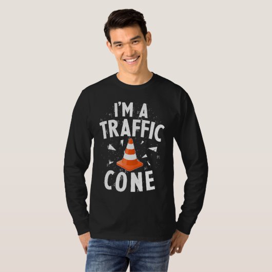 I'm A Traffic Cone Lazy Easy Simple Halloween Cost Tシャツ (正面フル)