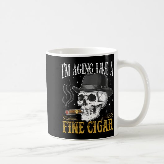 I'm Aging Like A Fine Cigar Funny Skull Dad Retro  コーヒーマグカップ (右)
