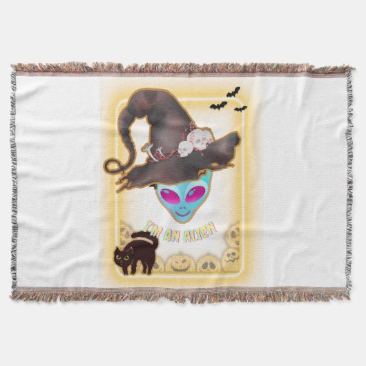 "I'M AN ALIEN" Halloween Throw Blanket スローブランケット (正面)