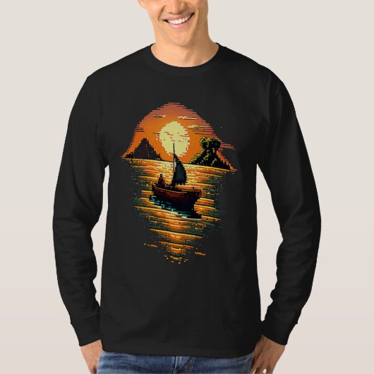 I'm an angler with a boat and go fishing pixel art tシャツ (正面)