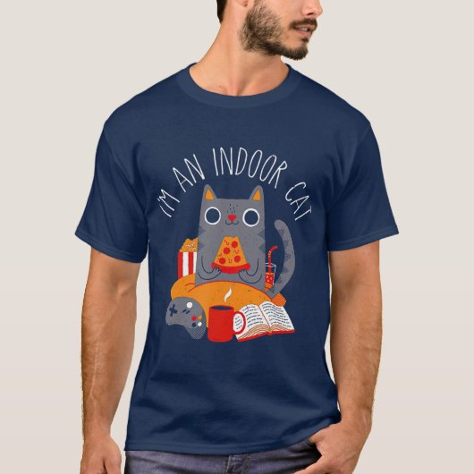 Im An Indoor Cat Funny Reading Coffee Gaming Cat Tシャツ (正面)