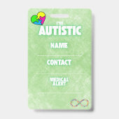 I'm Autistic Alert ID Card Badge バッジ (裏面)