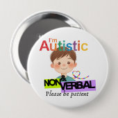 I'm Autistic and non verbal pin badge 缶バッジ (正面&裏面)