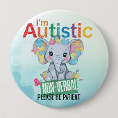 I'm autistic non verbal pin badge Autism Alert 缶バッジ (正面)