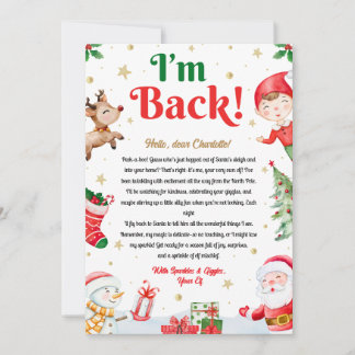 I'm Back Elf Arrival Elf Return Christmas Letter  招待状
