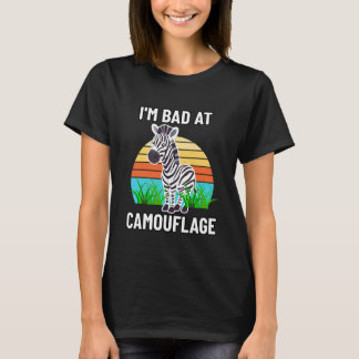 I'm Bad at Camouflage Striped Horse Funny Unexcite Tシャツ