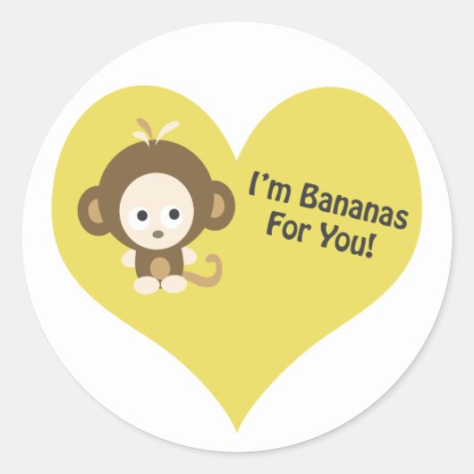 Im Bananas for You Monkey ラウンドシール (正面)