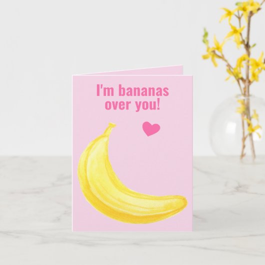 I'm Bananas Over You - Cute Valentine's Day カード (黄色い花)