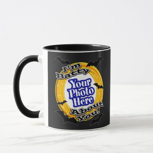 I'm Batty About You写真怖いこうもりブラック マグカップ (左)