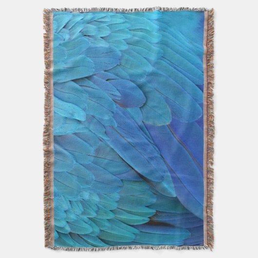 I'm blue - Macaw feathers スローブランケット (正面縦)