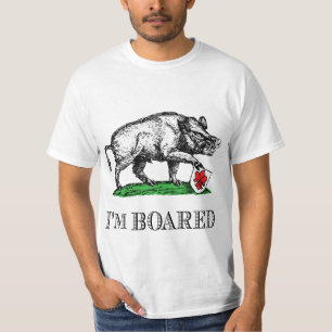 I'm Boared Vintage Wild Boar Drawing #4C ブラック Tシャツ