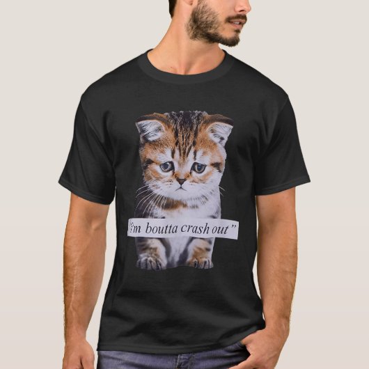 I'm Boutta Crash Out Funny Sarcasm Quotes Meme Cat Tシャツ (正面)