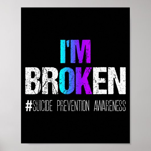 I'm Broken 涙色と紫のリボン 自殺予防 ポスター (正面)