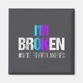 I'm Broken Teal & Purple Ribbon Suicide Preven マグネット (正面)
