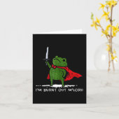 I'm Burnt Out My Lord Funny Medieval Frog Meme Art カード (黄色い花)