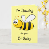 I'm Buzing for your誕生日- Beeデザイン カード (黄色い花)