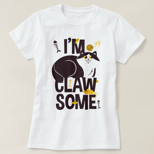 I'm Clawsaome/猫好き/Cat-itude Tシャツ (デザイン正面)
