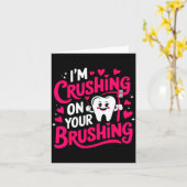 Im Crushing On Your Brushing Funny Dental Valentin カード (黄色い花)