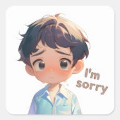 I'm Cry Anime Boy スクエアシール (正面)