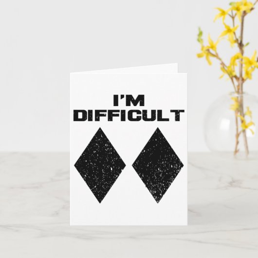 I'm Difficult Funny Double Black Diamonds Ski Snow カード (黄色い花)