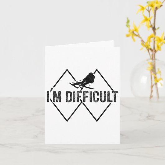 I'm Difficult Funny Ski Snow Skier Skiing Downhill カード (黄色い花)