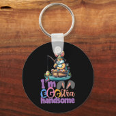 Im Eggstra Handsome Bunny Fishing B Fish Easter Da キーホルダー (正面)