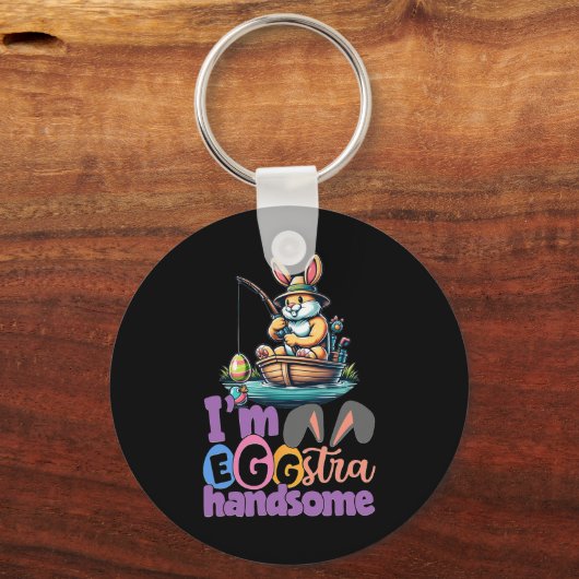 Im Eggstra Handsome Bunny Fishing B Fish Easter Da キーホルダー (正面)