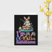 Im Eggstra Handsome Bunny Fishing Byss Fish Easter カード (黄色い花)
