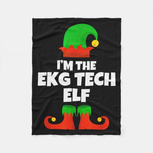 I'm Ekg Tech Elf Family Pajama Christmas Electroca フリースブランケット (正面)