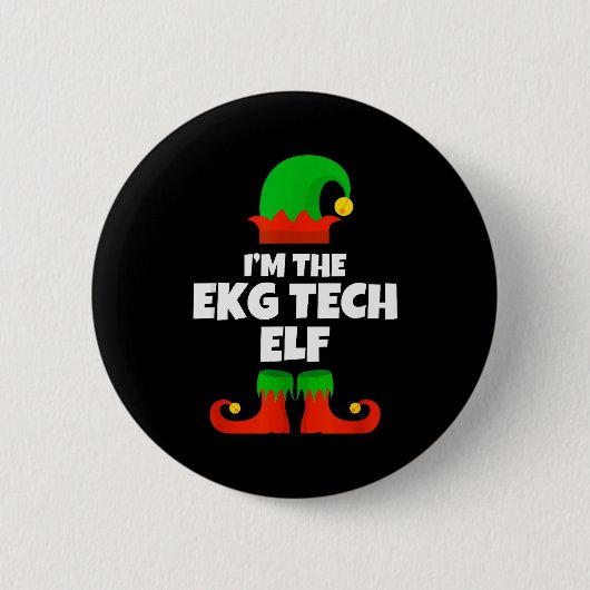 I'm Ekg Tech Elf Family Pajama Christmas Electroca 缶バッジ (正面)