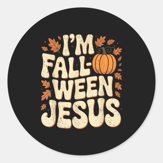 I'm Fall-o-ween Jesus Halloween Christian Groovy P ラウンドシール (正面)