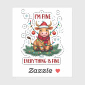 I'm Fine Everything is Fine Christmas Highland Cow シール (シート)