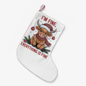 I'm Fine Everything is Fine Christmas Highland Cow スモールクリスマスストッキング (正面 (吊り時))