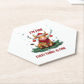 I'm Fine Everything is Fine Christmas Highland Cow ペーパーコースター (アングル)