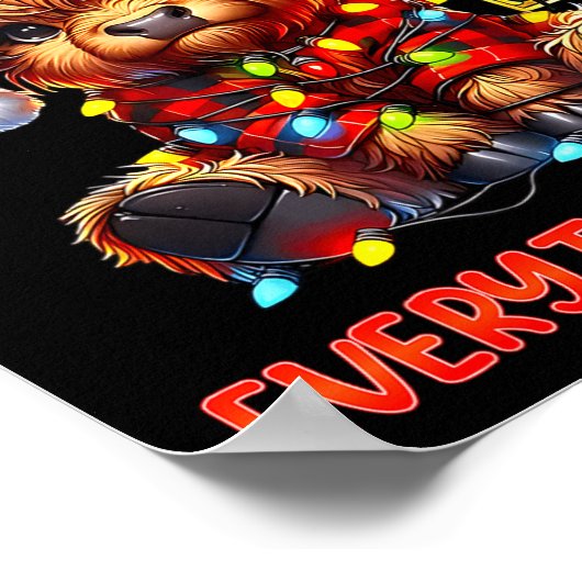 I'm Fine Everything Is Fine Christmas Highland Cow ポスター (角)