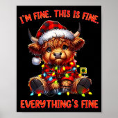 I'm Fine Everything Is Fine Christmas Highland Cow ポスター (正面)