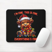 I'm Fine Everything Is Fine Christmas Highland Cow マウスパッド (マウス)