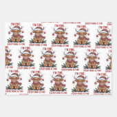 I'm Fine Everything is Fine Christmas Highland Cow ラッピングペーパーシート (正面)