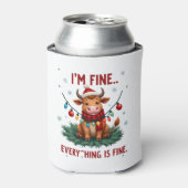 I'm Fine Everything is Fine Christmas Highland Cow 缶クーラー (缶正面)