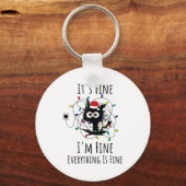 I'm Fine Everything Is Fine Cute Cat Christmas Lig キーホルダー (正面)