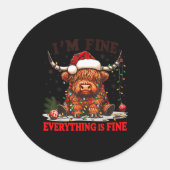 I'm Fine Everything Is Fine Funny Christmas Highla ラウンドシール (正面)