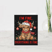 Im Fine Everything Is Fine Funny Christmas Highlan カード (正面)