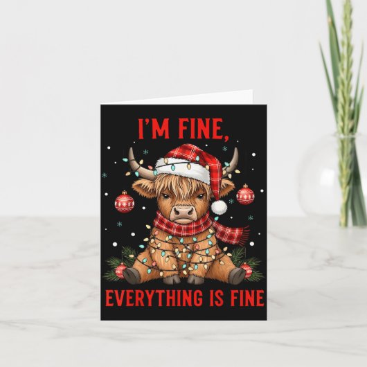 Im Fine Everything Is Fine Funny Christmas Highlan カード (正面)