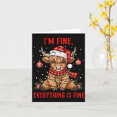Im Fine Everything Is Fine Funny Christmas Highlan カード (黄色い花)