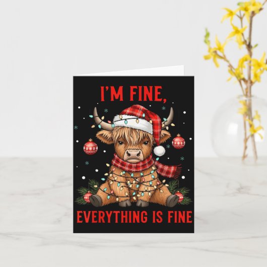 Im Fine Everything Is Fine Funny Christmas Highlan カード (黄色い花)