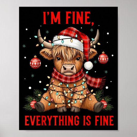 Im Fine Everything Is Fine Funny Christmas Highlan ポスター (正面)
